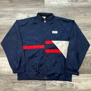 Vintage Adidas Originals Blue Mens L Full Zip Mesh Reflective Windbreaker Jacket